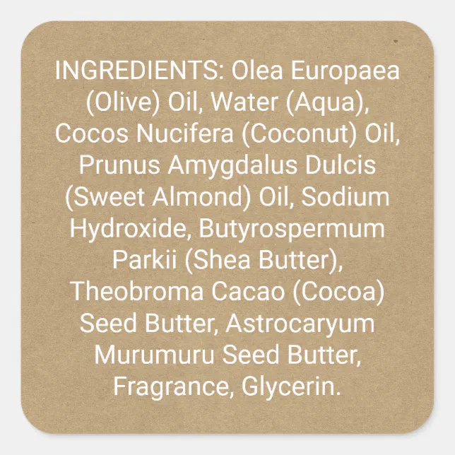 Kraft Paper Look Ingredient Listing Product Label | Zazzle