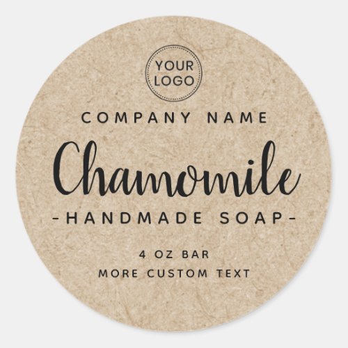 Kraft paper look product label with whimsical font