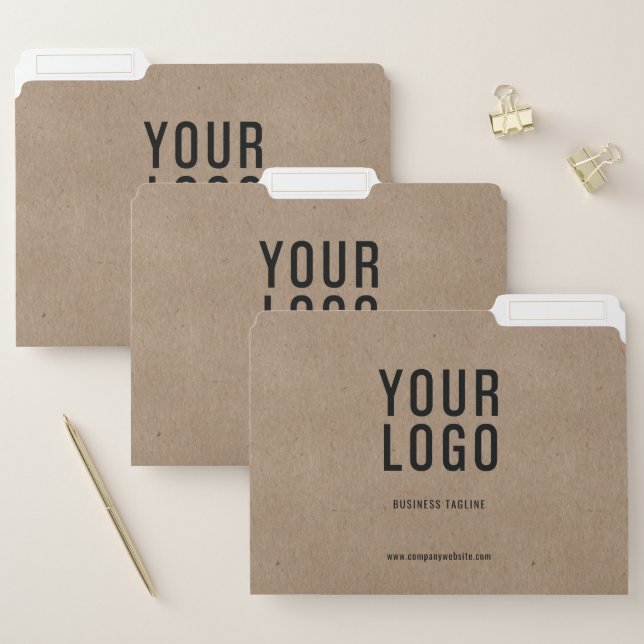 Kraft Paper Look Professional Custom Business Logo File Folder (Set)