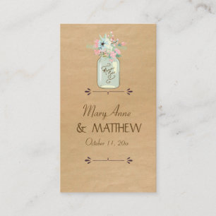 Kraft Paper Look Rustic Mason Jar Modern Floral Place Card