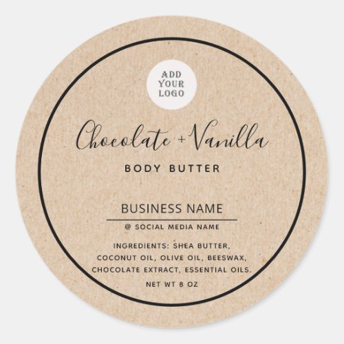 Kraft paper look Simple modern typography product  Classic Round Sticker