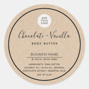 Kraft paper look Simple modern typography product Classic Round Sticker