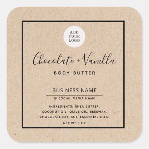 Kraft paper look Simple modern typography product  Square Sticker