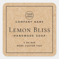 Kraft paper look square border product label | Zazzle