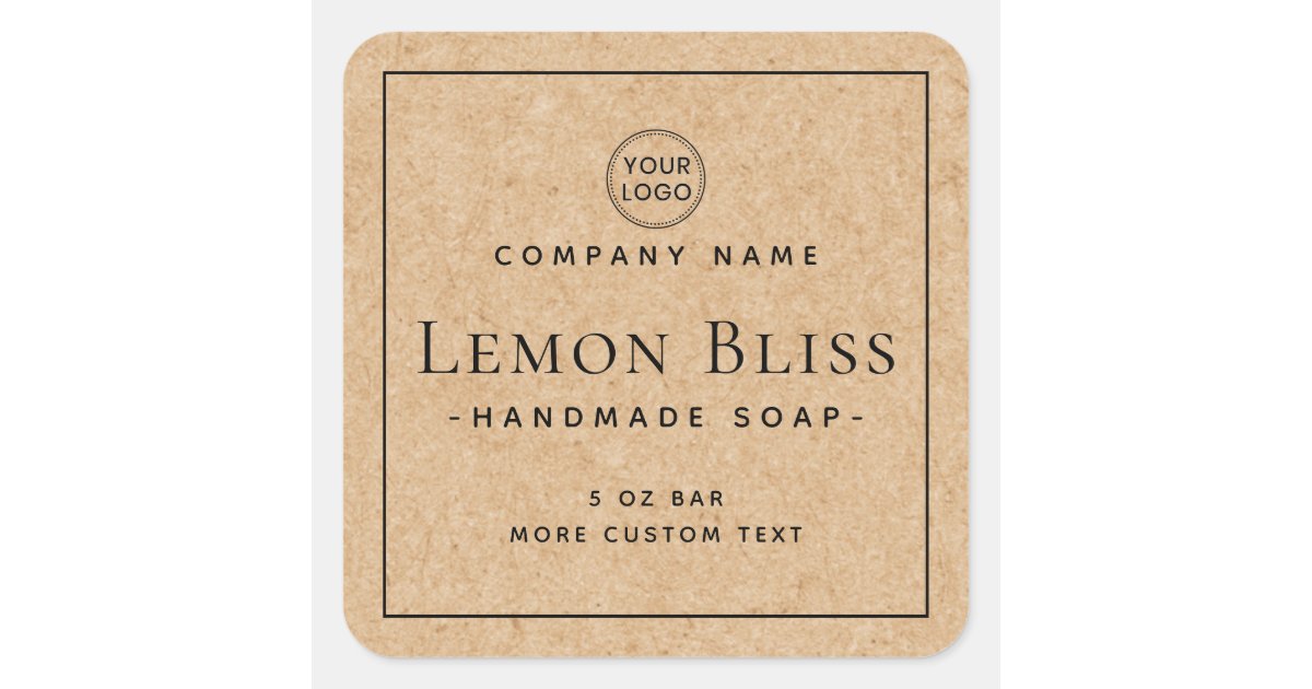 Kraft paper look square border product label | Zazzle.com