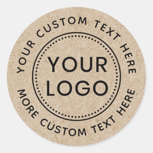 Kraft paper look your custom logo circular text classic round sticker