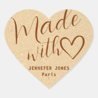 Kraft Paper Made with Love Heart Calligraphy Beige