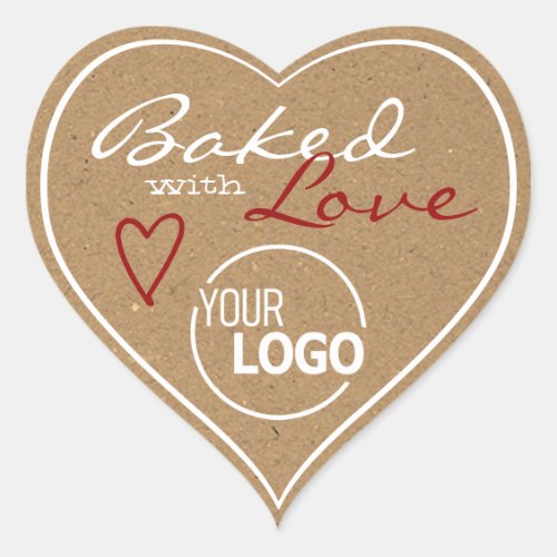 Kraft Paper Made with Love Heart Logo Template Heart Sticker