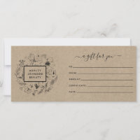 Kraft Paper Modern Botanical Gift Certificate