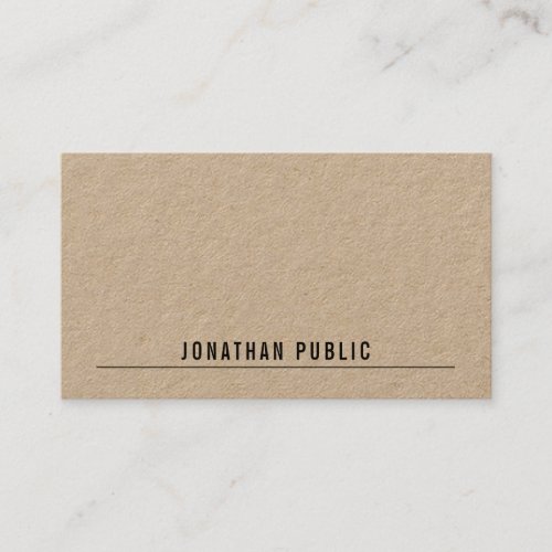 Kraft Paper Modern Elegant Simple Professional Top Business Card