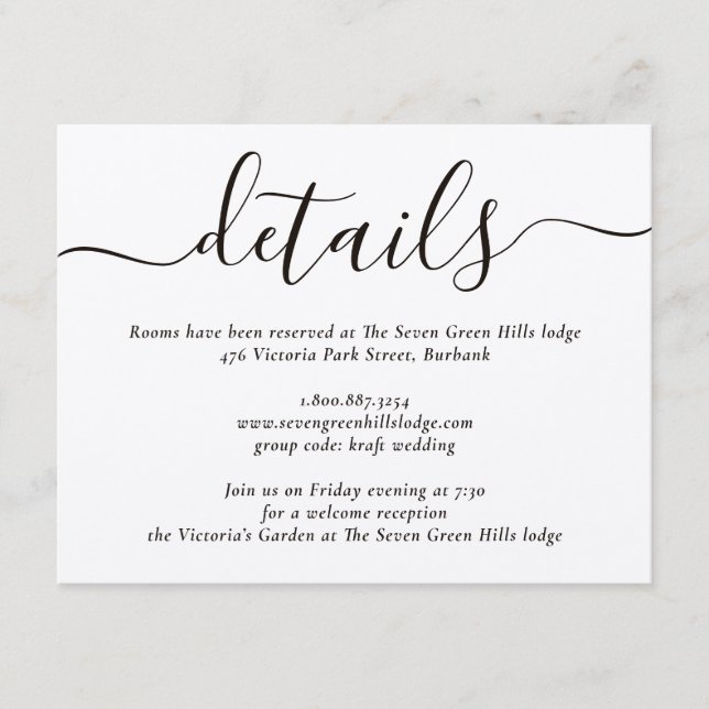 Kraft Paper Modern Script Wedding Enclosure Card (Front)