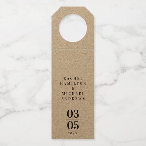 Kraft Paper Modern Simpel Wedding    Bottle Hanger Tag