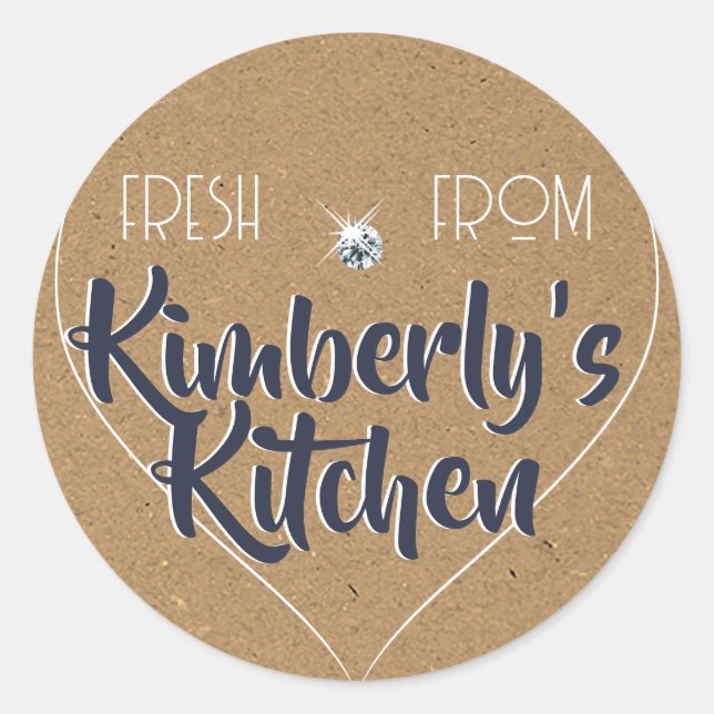Kraft Paper Navy Blue Rhinestone Cupcake Label (Front)