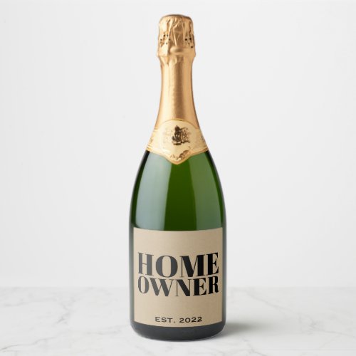  Kraft Paper New Homeowner Year Established  Sparkling Wine Label