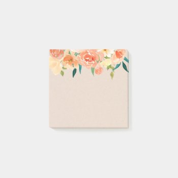 Kraft Paper Peach Florals Rustic Chic Post-it Notes by Wedding_Trends_Now at Zazzle