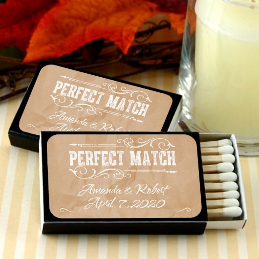 Kraft Paper Personalized Black Matchboxes  (Front)