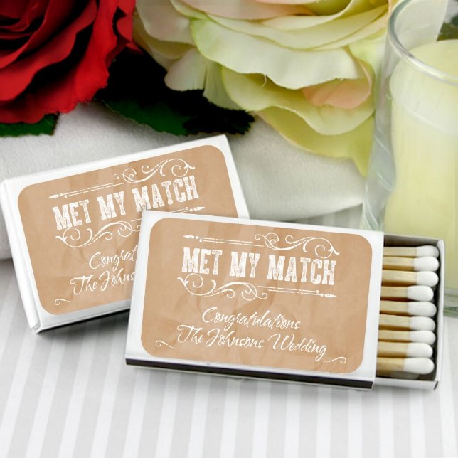 Kraft Paper Personalized White Matchboxes  (Front)