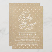 Kraft Paper Polka Dots Baby Shower Invitation (Front/Back)