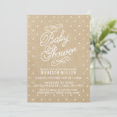 Kraft Paper Polka Dots Baby Shower Invitation (Standing Front)