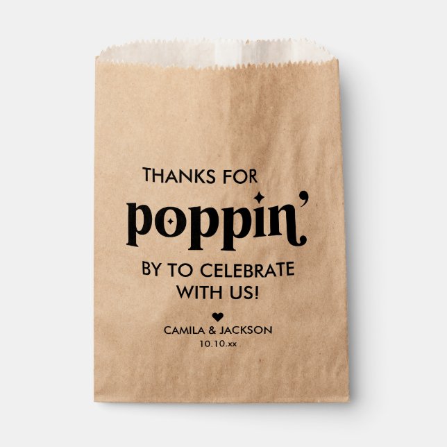Kraft Paper Popcorn Wedding Favor Bag (Front)