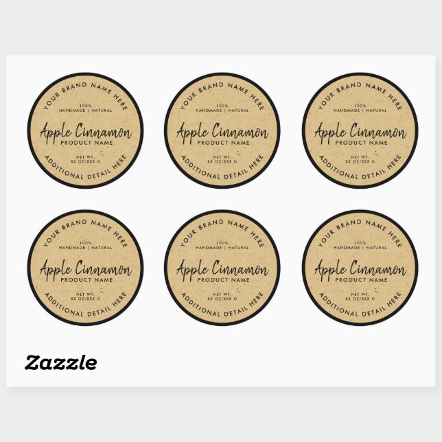 Kraft Paper Product Round Label (Sheet)