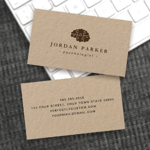 Kraft paper psychologist psychiatrist counselor business card