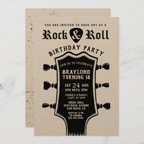 Kraft Paper Rock n Roll Guitar Invitation