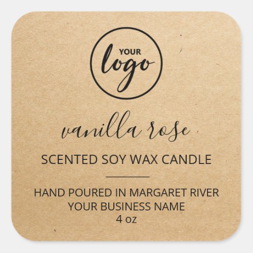 Kraft Paper Scented Soy Candle Logo Labels