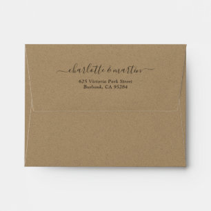 Kraft Paper Script Return Address Wedding 5x7 Envelope
