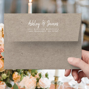 Kraft Paper Script Wedding Return Address Envelope