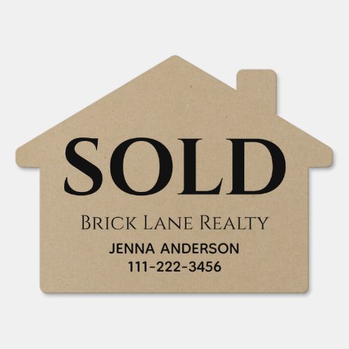 Kraft Paper Sold Real Estate Contact Info  Sign