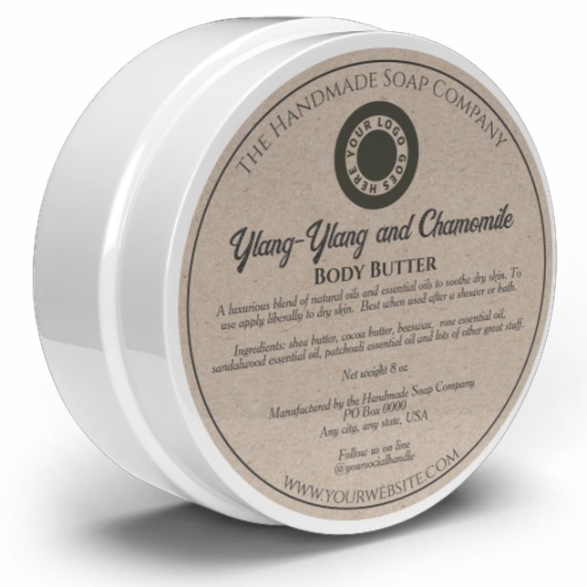 Kraft Paper Style Cosmetics Jar Label with logo (Creator Uploaded)