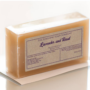 Kraft paper style purple text cosmetics jar label