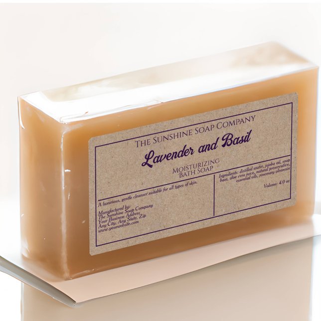 Kraft paper style purple text cosmetics jar label (Creator Uploaded)