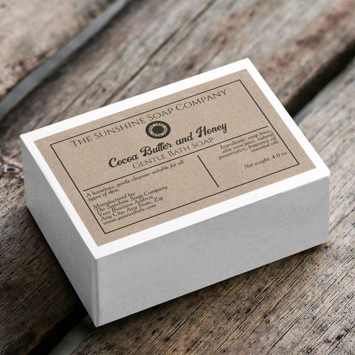 Kraft paper style soap packaging label with logo