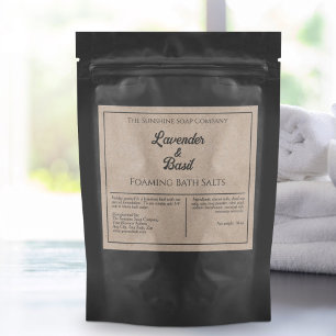Kraft Paper Style Waterproof Bath Salts Label