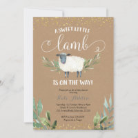 Kraft Paper Sweet Little Lamb Greenery Baby Shower