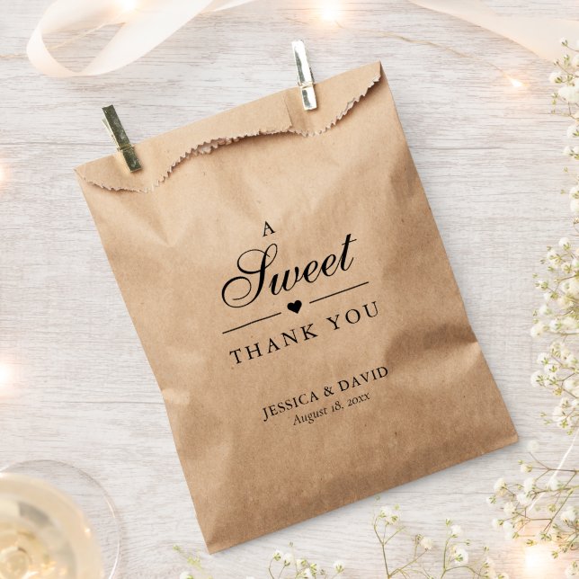 Kraft Paper Sweet Thank You Wedding Favor Bag (Clipped)
