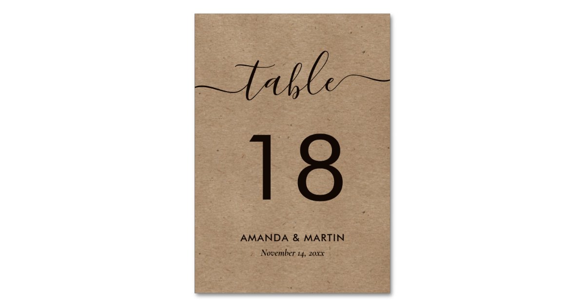 kraft-paper-table-number-zazzle