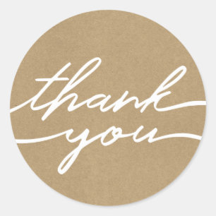 Kraft Paper Texture Look "Thank You" Sticker