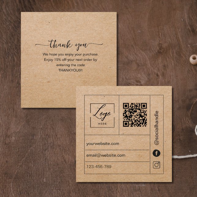 Kraft paper Thank You Card Order Insert (Creator Uploaded)