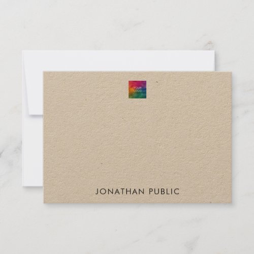 Kraft Paper Upload Your Own Company Logo Here Note Card