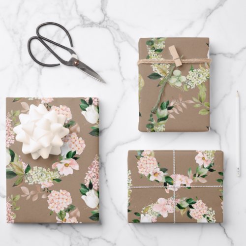 Kraft Paper Watercolor Blush Pink Greenery Wreaths