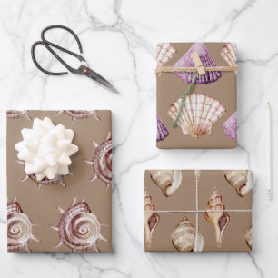 Kraft Paper Watercolor Sea Shells by the Sea Shore