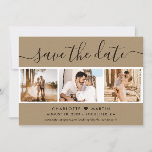 Kraft Paper Wedding 4 Photo Save The Date