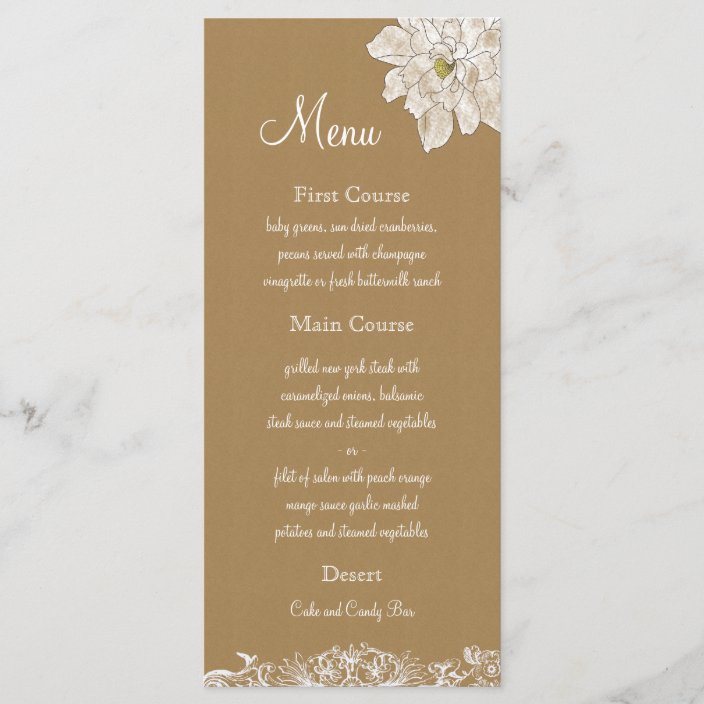 kraft paper menu