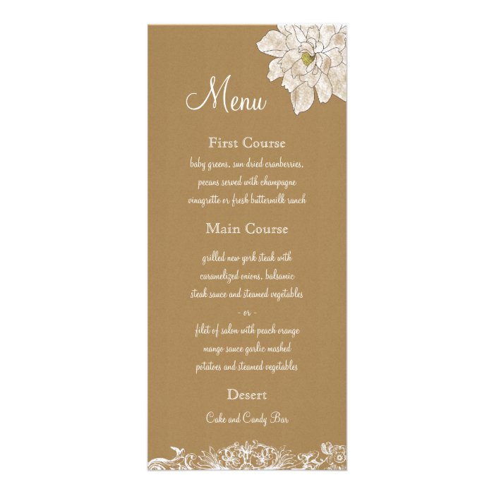 Kraft Paper Wedding Menu Cards Zazzle