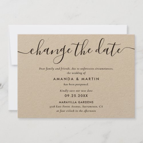 Kraft Paper Wedding Postponement Announcement