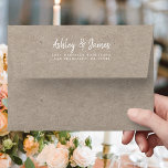 Kraft Paper Wedding Return Address Envelope<br><div class="desc">Chic, modern and simple wedding return address envelope with your names in white elegant handwritten script calligraphy on a kraft paper background. Simply add your names and address. Exclusively designed for you by Happy Dolphin Studio. This beautiful wedding envelope is part of the 'dusty rose floral' wedding collection in our...</div>