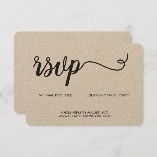 Kraft Paper Wedding RSVP We Have Reserved Seats | Zazzle